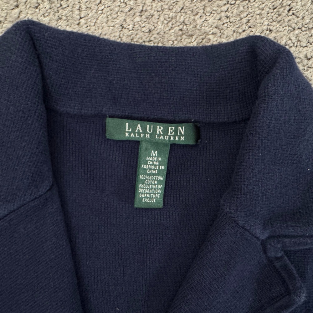 Ralph Lauren Navy Monogram Sweater Sz Medium Preppy Luxury Resortwear monogram - Picture 2 of 8